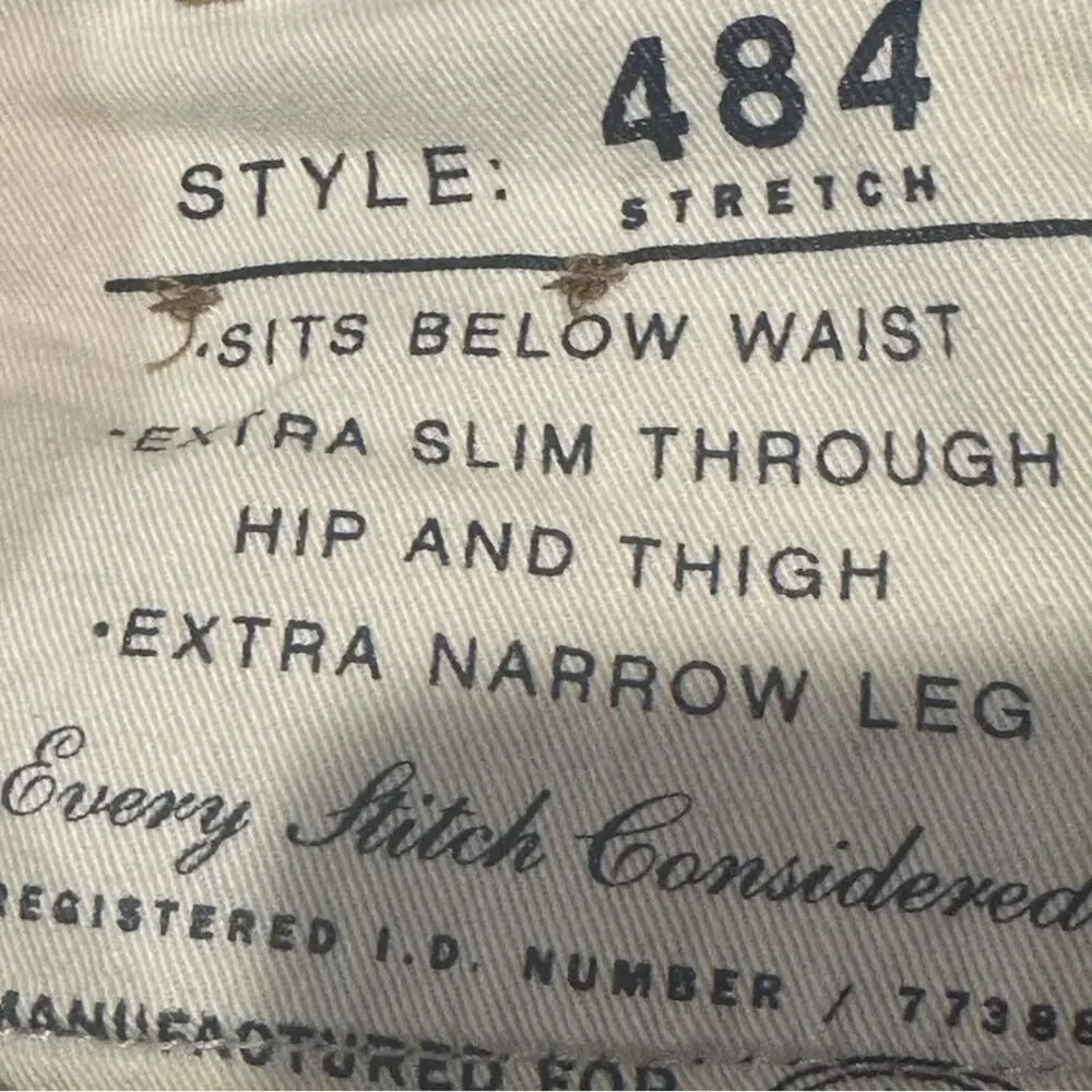 Men's J. Crew Distressed 484 Jeans Sz 29 x 30 Slim Fit Stretch Jeans